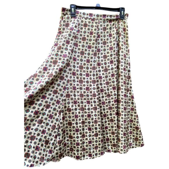 VTG San Andre NY Paris Midi Skirt Sz 10 M Jacquard Geo Baroque 80s Boho Flowy - Picture 2 of 16